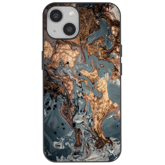 iPhone 15 Plus Gold Gemusterter Marmor Hülle