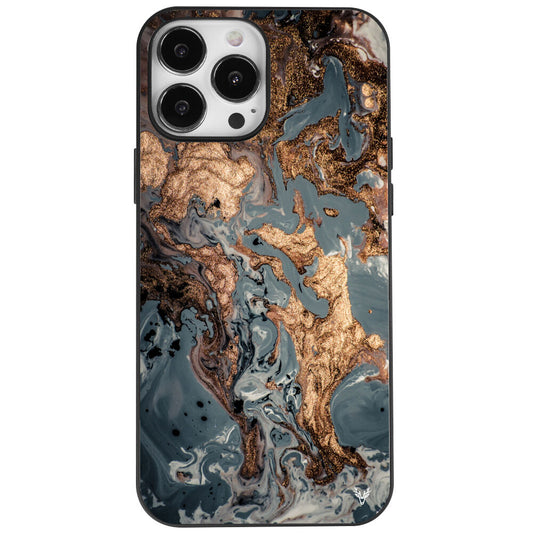 iPhone 15 Pro Gold Gemusterter Marmor Hülle