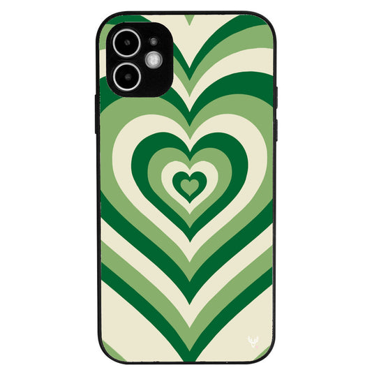 iPhone 12 Grünes Vintage Herz Hülle