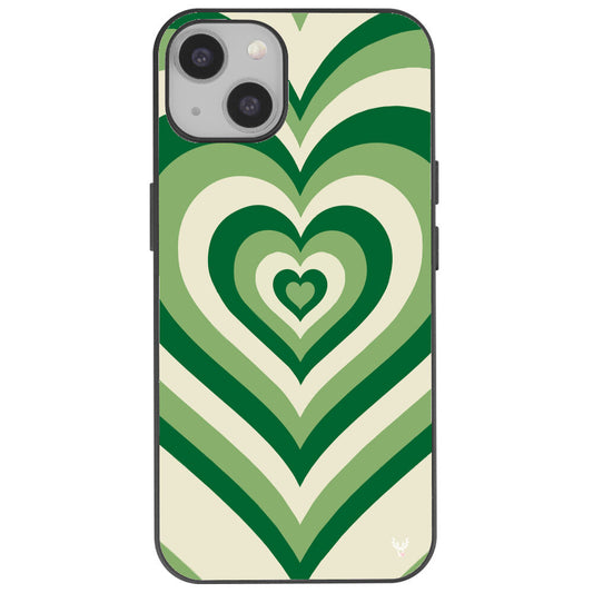 iPhone 14 Grünes Vintage Herz Hülle