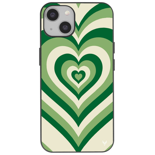 iPhone 15 Grünes Vintage Herz Hülle