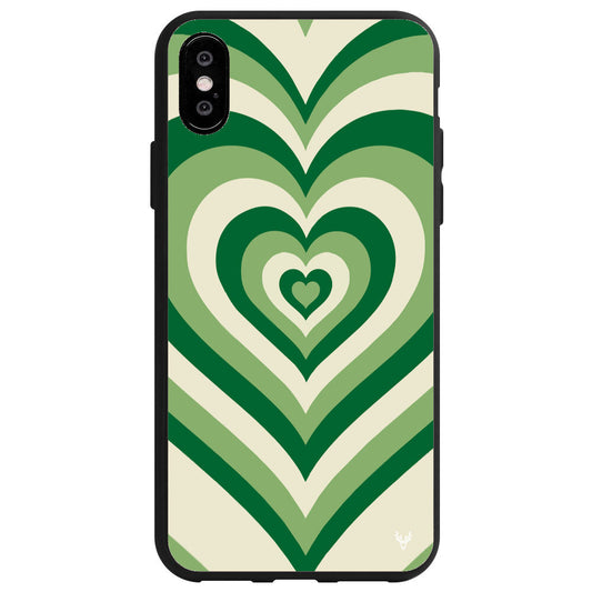 iPhone XS Grünes Vintage Herz Hülle